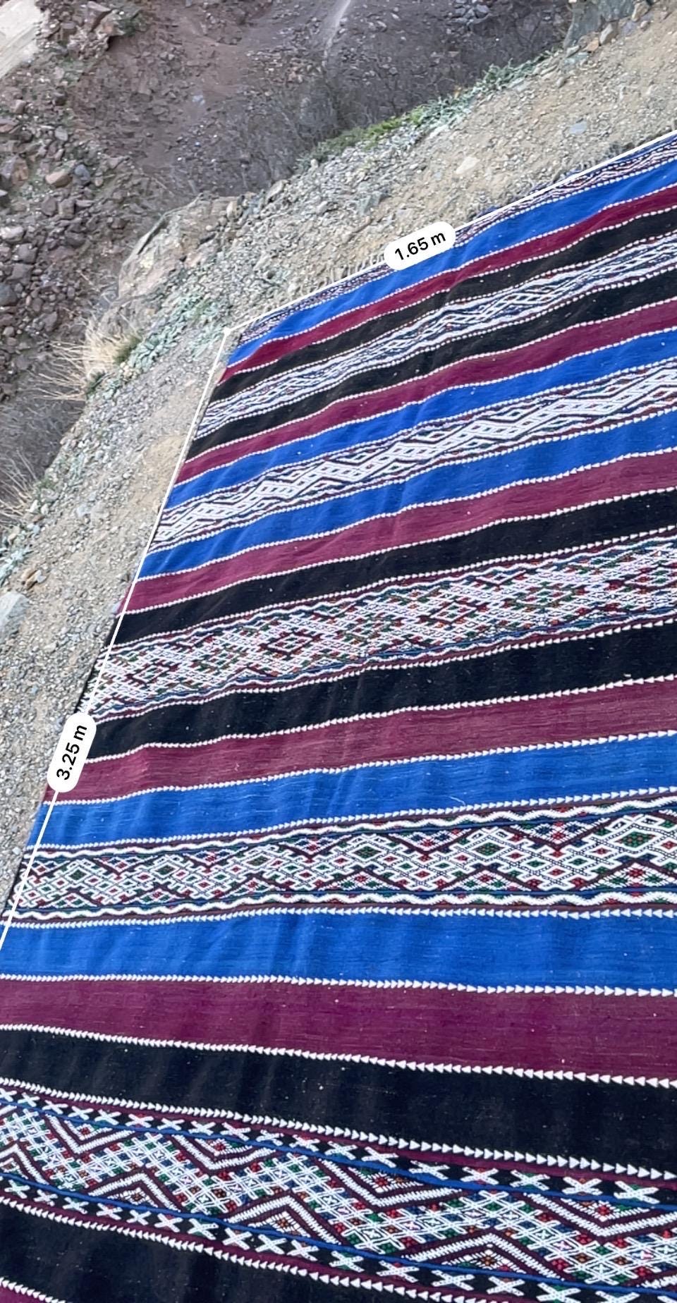 Moroccan rugs,Moroccan kilim rug - Vintage Moroccan rug - flatweave berber rug - kilim rug - hanbel rug - Zemmour tribe. Size  323x165